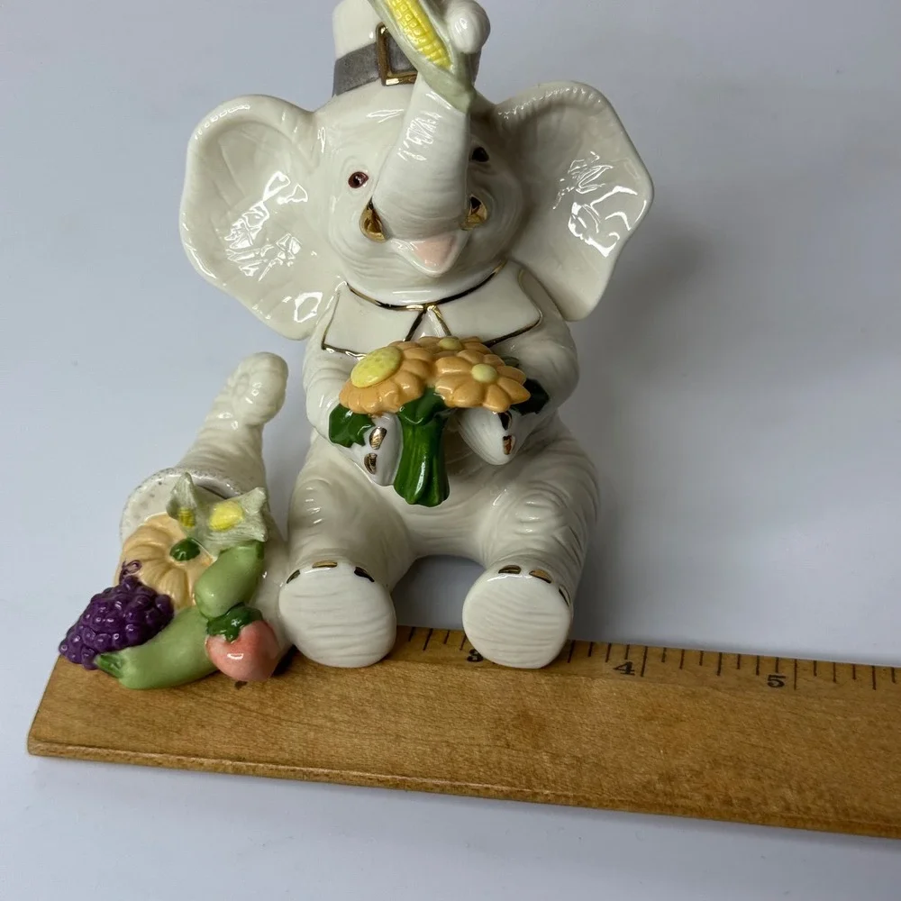 Lenox Pachyderm Pilgrim‎ Elephant Cornucopia Figurine Thanksgiving Vintage